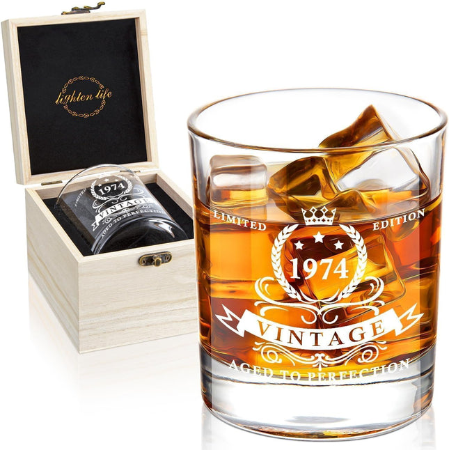 1974 Whiskey Glass with Wooden Gift Box – 340ml