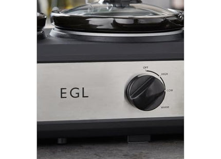EGL Triple Slow Cooker with 3 Removable Pots – Silver, 3 × 1.5L