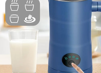 Milk Frother Electric – 4 in 1 Milk Steamer with Automatic Shut-Off – White & Blue