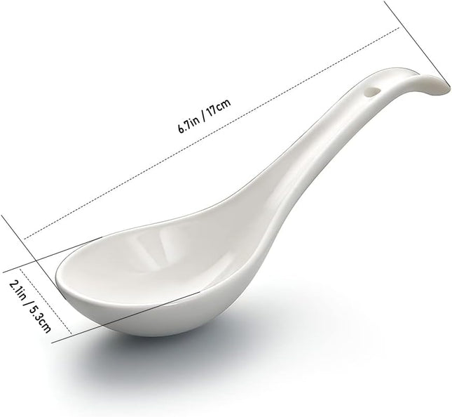 AOOSY Ceramic Asian Soup Spoons – Set of 6