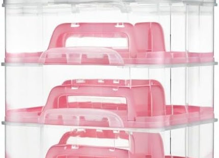 VonShef Cupcake Carrier with Handle – Pink Three Tier Cake Box