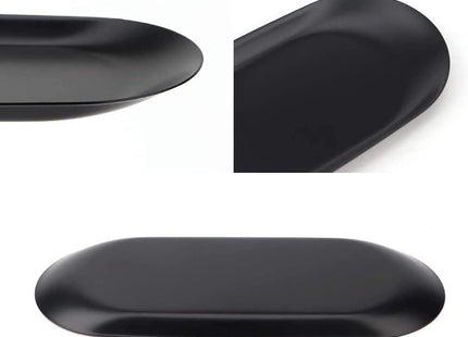 Hioph 2‑Pack Black Stainless Steel Vanity Trays – 9" for Cosmetics, Perfume & Jewelry