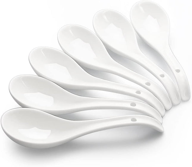 AOOSY Ceramic Asian Soup Spoons – Set of 6