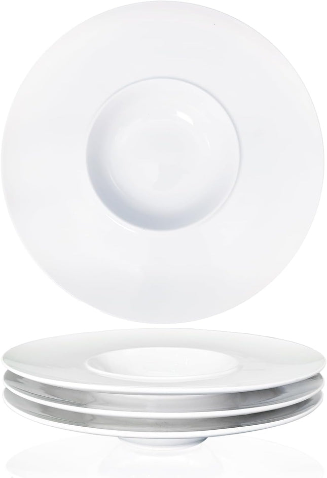 jinsongdafa Porcelain Soup Bowls 260ml Pasta Bowl Set of 4, White 27.5CM