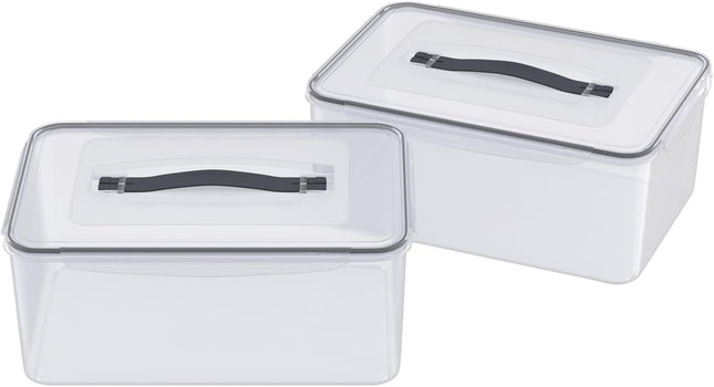 Kiddream 2 Pack 15L Rectangular Plastic Food Container with Latch Lid