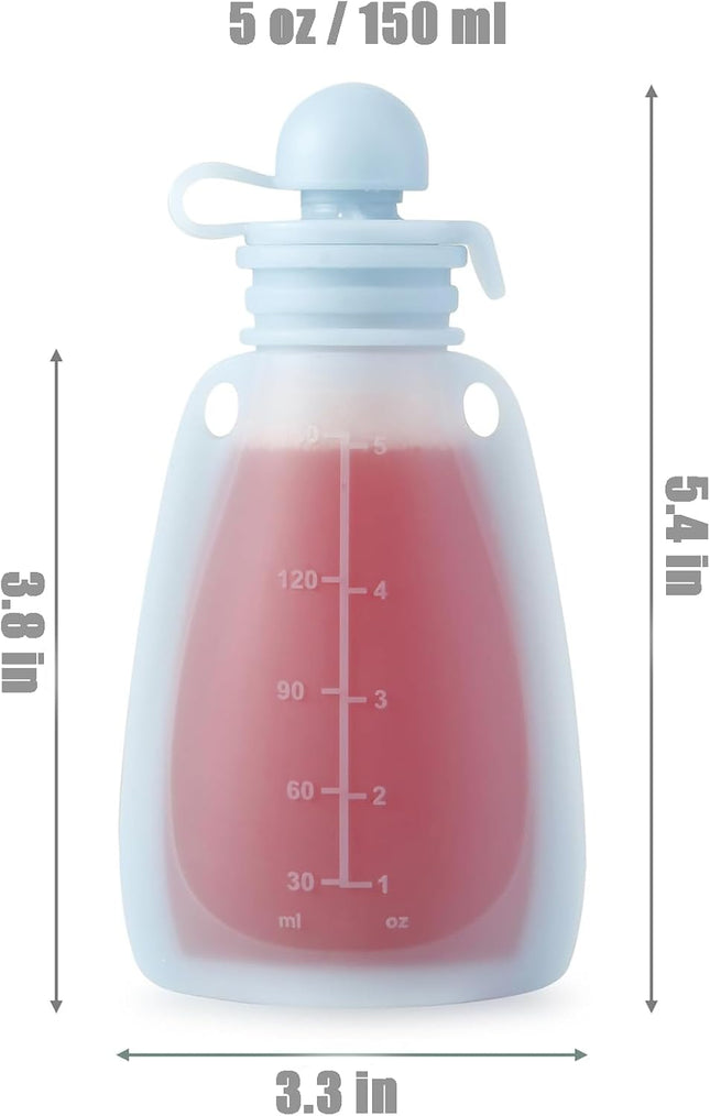PandaEar Reusable Silicone Baby Food Pouches 4 Pack – 5oz BPA-Free