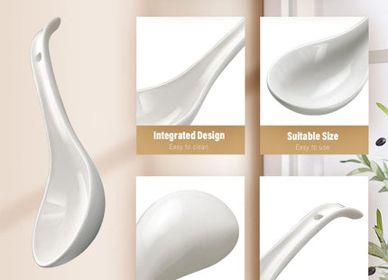 AOOSY Ceramic Asian Soup Spoons – Set of 6