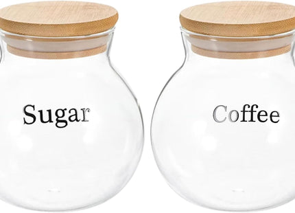 Gzsekken 2-Pack Airtight Glass Coffee Storage Jars – 1.8L Containers with Bamboo Lids