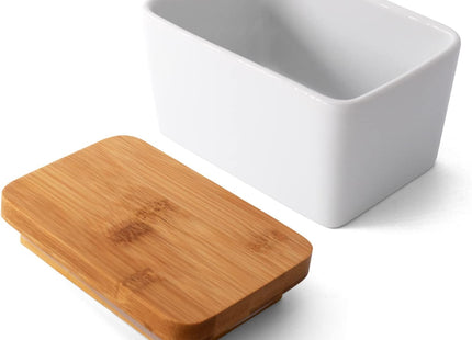 Joeji's Ceramic Butter Dish – 500ml Container with Bamboo Lid & Silicone Seal