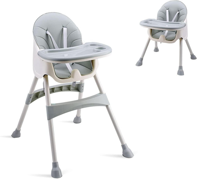Adjustable Baby High Chair Grey Green – Booster Seat with Double Tray - Used