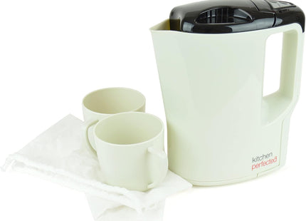 KitchenPerfected 1000W 0.9L Corded Lightweight Travel Kettle with 2 Cups
