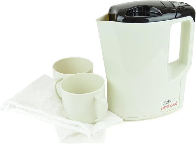 KitchenPerfected 1000W 0.9L Corded Lightweight Travel Kettle with 2 Cups