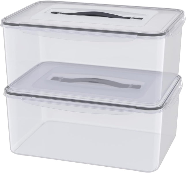 Kiddream 2 Pack 15L Rectangular Plastic Food Container with Latch Lid