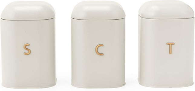 Salter Pebble 3 Piece Canister Set – Tea Coffee Sugar Storage, Stone