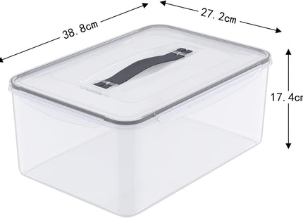 Kiddream 2 Pack 15L Rectangular Plastic Food Container with Latch Lid