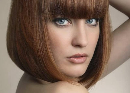 YEESHEDO Women’s Short Synthetic Bob Wig with Flat Bangs – 12" Brown