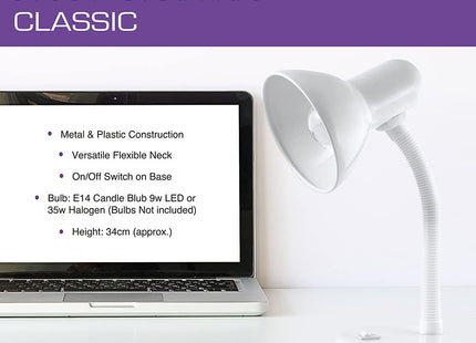 HOMELIFE 35W 'Classic' Flexi Desk Lamp – Diamond White