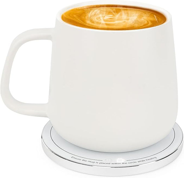 Kazumi Self-Heating Ceramic Mug – 130°F Smart Cup with 15W Wireless Charger