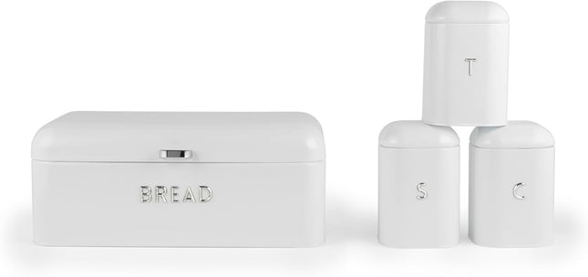 Salter Boston 4-Piece Countertop Set – Bread Bin & Canisters, Ice White