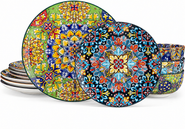 vancasso SIMI 11 Piece Dinnerware Set – Bohemian Porcelain Plates & Bowls