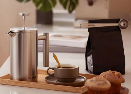 Vonshef 6 Cup Stainless Steel Cafetiere with Coffee Spoon – 800ml