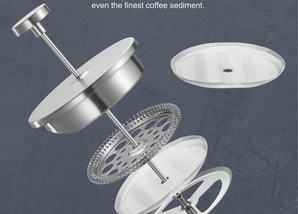 Vonshef 6 Cup Stainless Steel Cafetiere with Coffee Spoon – 800ml