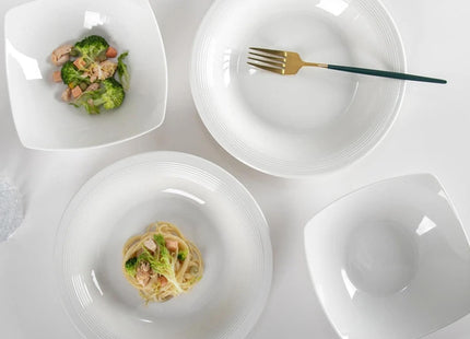 Sightday 4PCS Ceramic Pasta Bowls – White Dinner Plate Set