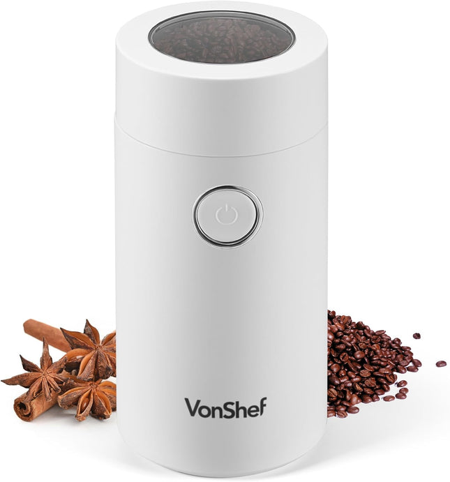 VonShef Electric Coffee & Spice Grinder – 150W, 60g Capacity, Stainless Steel Blades