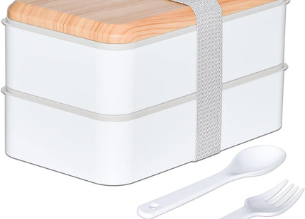 TOPESCT Bento Box for Adults – 1400ML Two-Tier Lunchbox with Cutlery