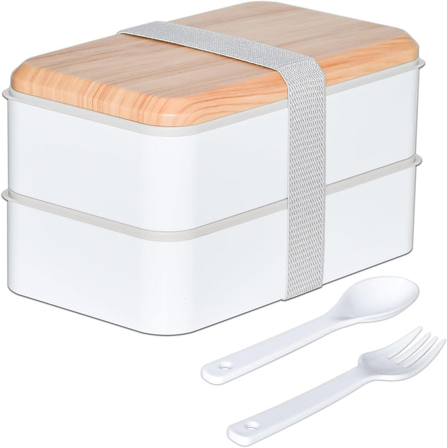 TOPESCT Bento Box for Adults – 1400ML Two-Tier Lunchbox with Cutlery
