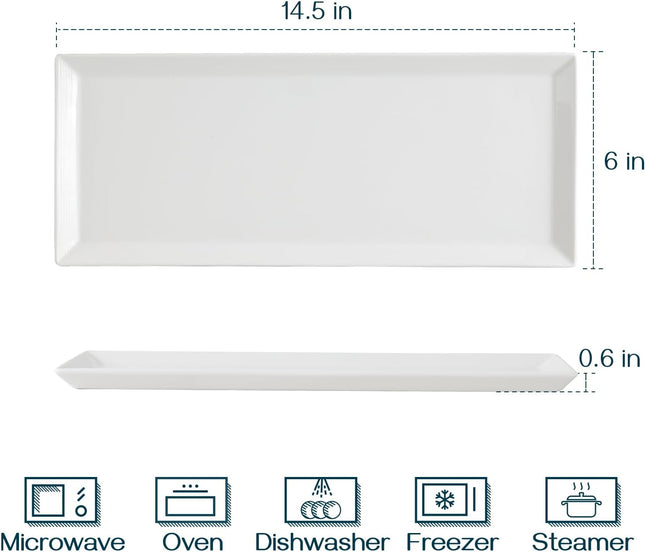 DOWAN Large Porcelain Serving Platters – Set of 4 – White
