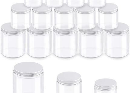 Glarks 10 and 12 Pack Glass Cosmetic Jars – 2oz, 4oz & 8oz Refillable Containers with Lids