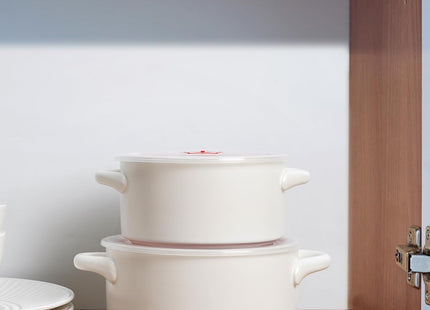 NUTRIUPS Microwavable Ceramic Bowls with Handles & Lids – Set of 2