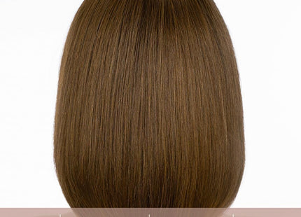 YEESHEDO Women’s Short Synthetic Bob Wig with Flat Bangs – 12" Brown