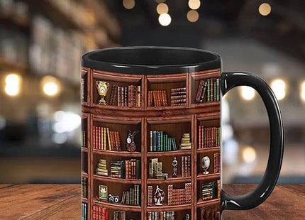 MERIGLARE C Handle Bookshelf Mug – 400ml Ceramic Black Coffee Cup