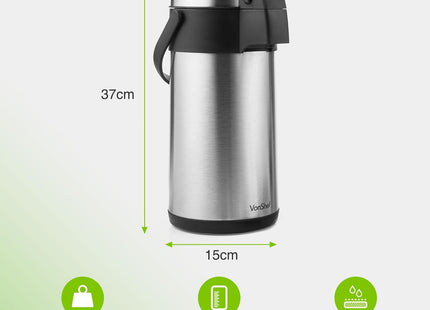 VonShef Stainless Steel Airpot – 3L & 5L Double-Wall Insulated Dispenser