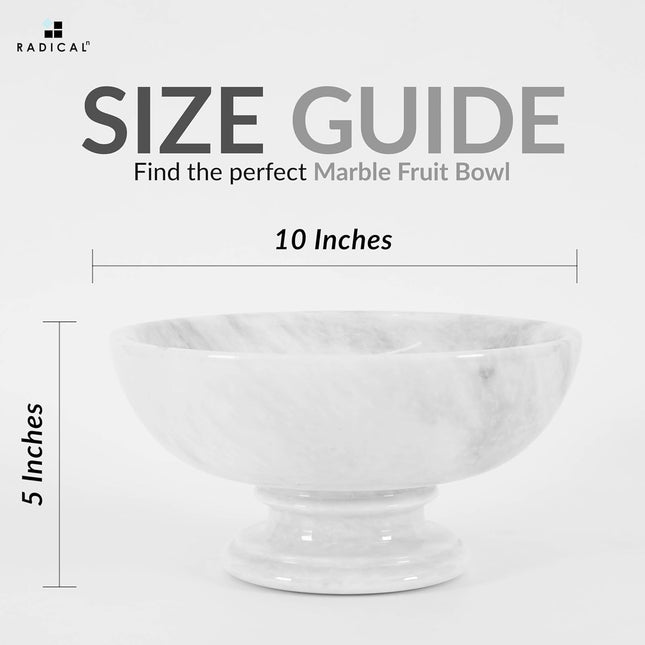 Radicaln Marble Fruit Bowl 10" – Handmade White Stone Serving Bowl
