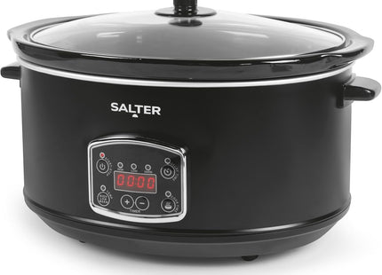 Salter Digital 6.5L Slow Cooker – LED Display, Delay Timer & Keep Warm, Black