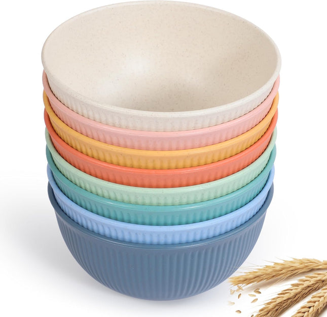 Ulrikco 7-Piece Unbreakable Plastic Bowls Set – Colorful 655ml Lightweight