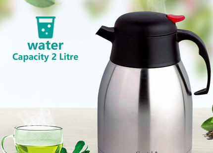 Crystals 2L Thermal Flask Coffee Carafe – Stainless Steel insulated Jug for Hot & Cold Drinks