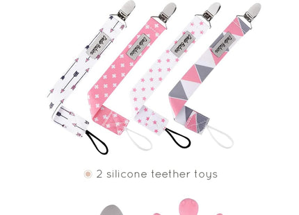 Dodo Babies Pacifier Clip & Teether Toy Set – 4 Pacifier Clips
