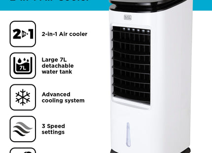 BLACK+DECKER Portable 2-in-1 Air Cooler – 7L Tank, 65W, White (Used)