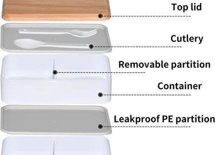 TOPESCT Bento Box for Adults – 1400ML Two-Tier Lunchbox with Cutlery
