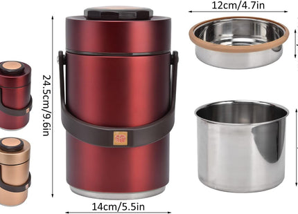 Fulaijia 3-Tier Stainless Steel Thermal Lunch Box for Hot/Cold Meals – 2300ml