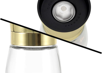 Vzaahu Salt and Pepper Grinder Set – Gold Stainless Steel, Adjustable Ceramic Core, 2pcs