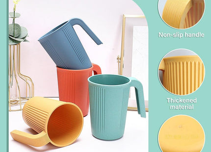 Milaosk 4-Piece Unbreakable Plastic Cups – Reusable 350ml Mugs with Handles