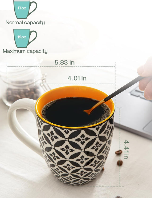 DOWAN Ceramic Coffee Mugs Set, 19oz/560ml Ceramic, Multicolor – 6 Piece