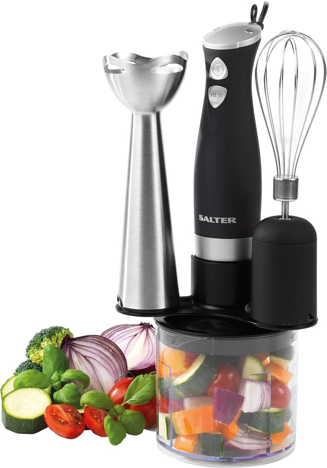 Salter 3-in-1 Hand Blender Set – Chopper, Whisk & Blender, 500ml Bowl, 350W - Used