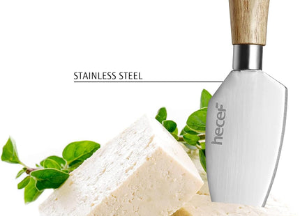 hecef Acacia Wood Cheese Board Set – Marble Tray with Stainless Steel Knife
