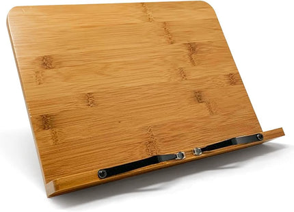Joeji's Kitchen Bamboo Cookbook Stand – Adjustable Book Holder for Recipes